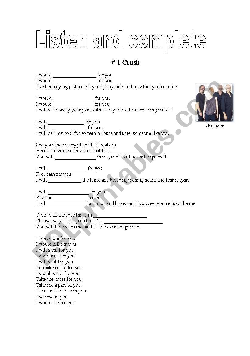 Song Garbage  worksheet