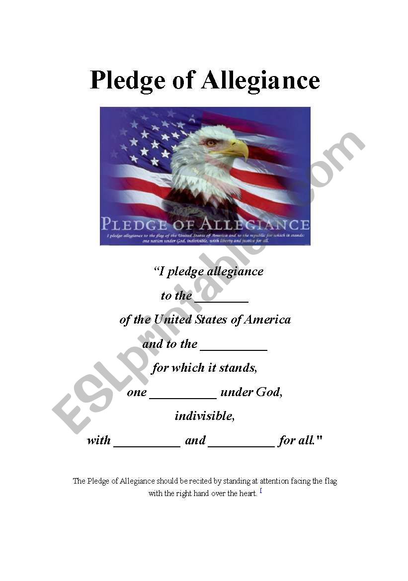 Pledge of Allegiance worksheet