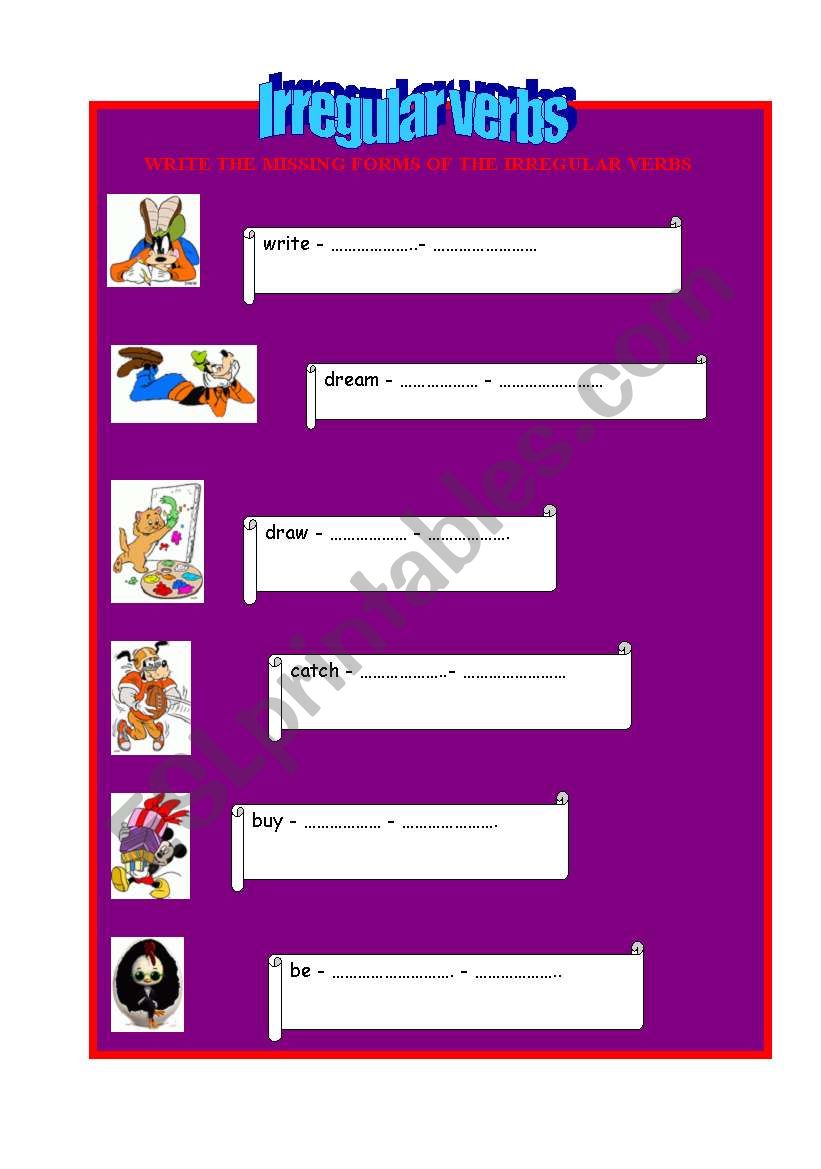 Irregular verbs worksheet