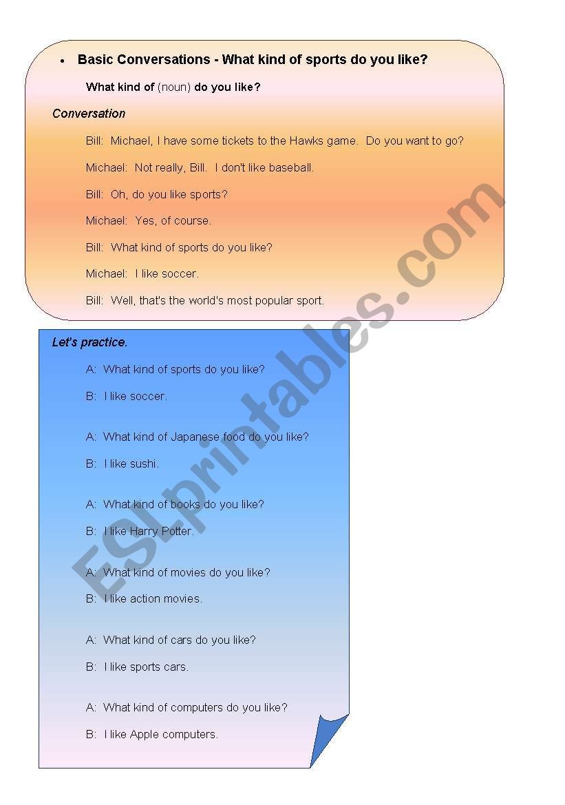 Basic Conversation worksheet