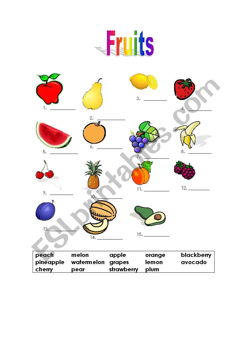 Fruits worksheet