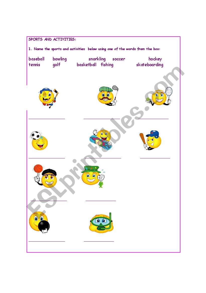 Sports and Activities worksheet