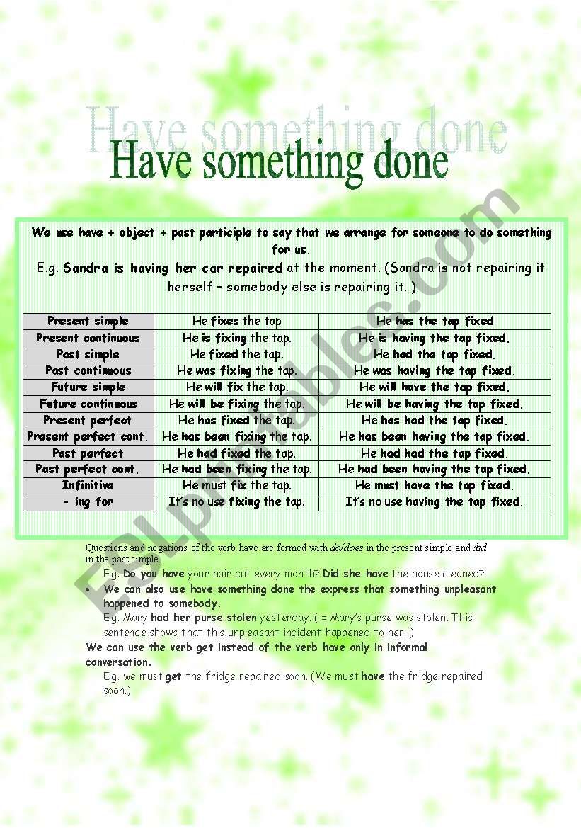 Have Something Done worksheet