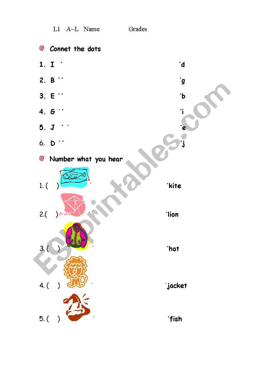 letter a to l worksheet