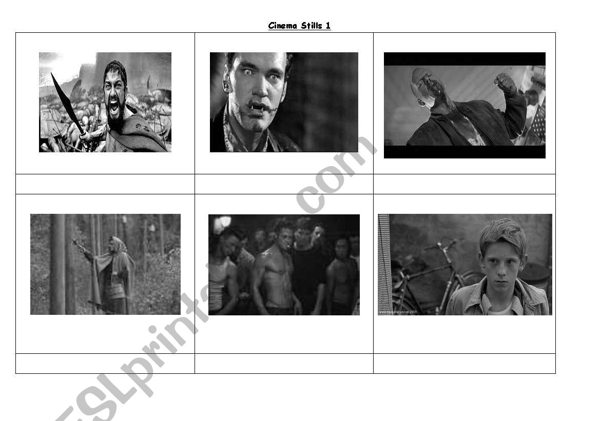 cinema stills 1 worksheet