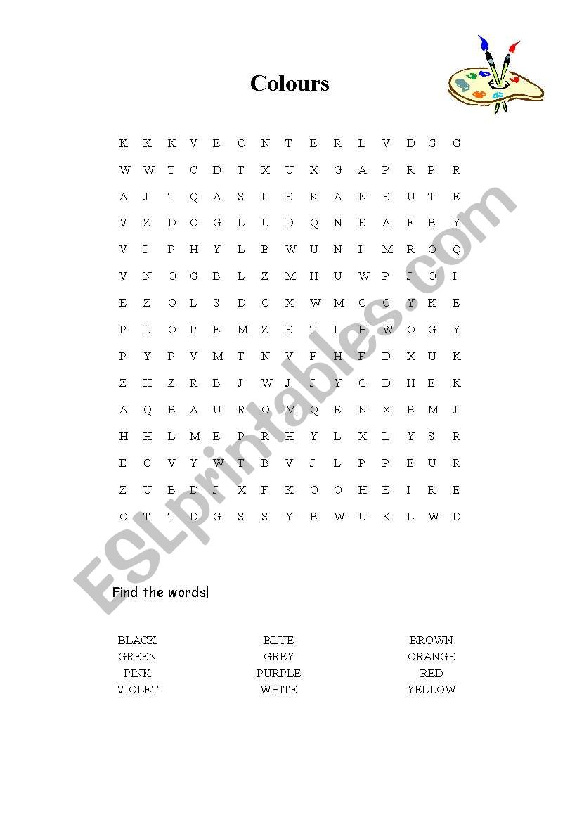 Wordsearch Colours worksheet