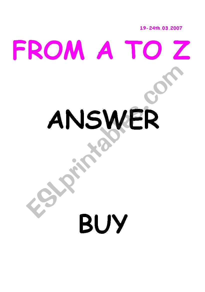 verbs from a to z worksheet