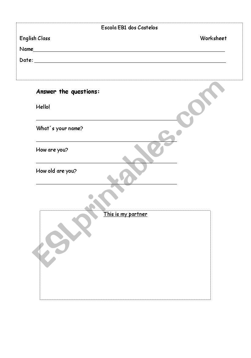 Greetings worksheet