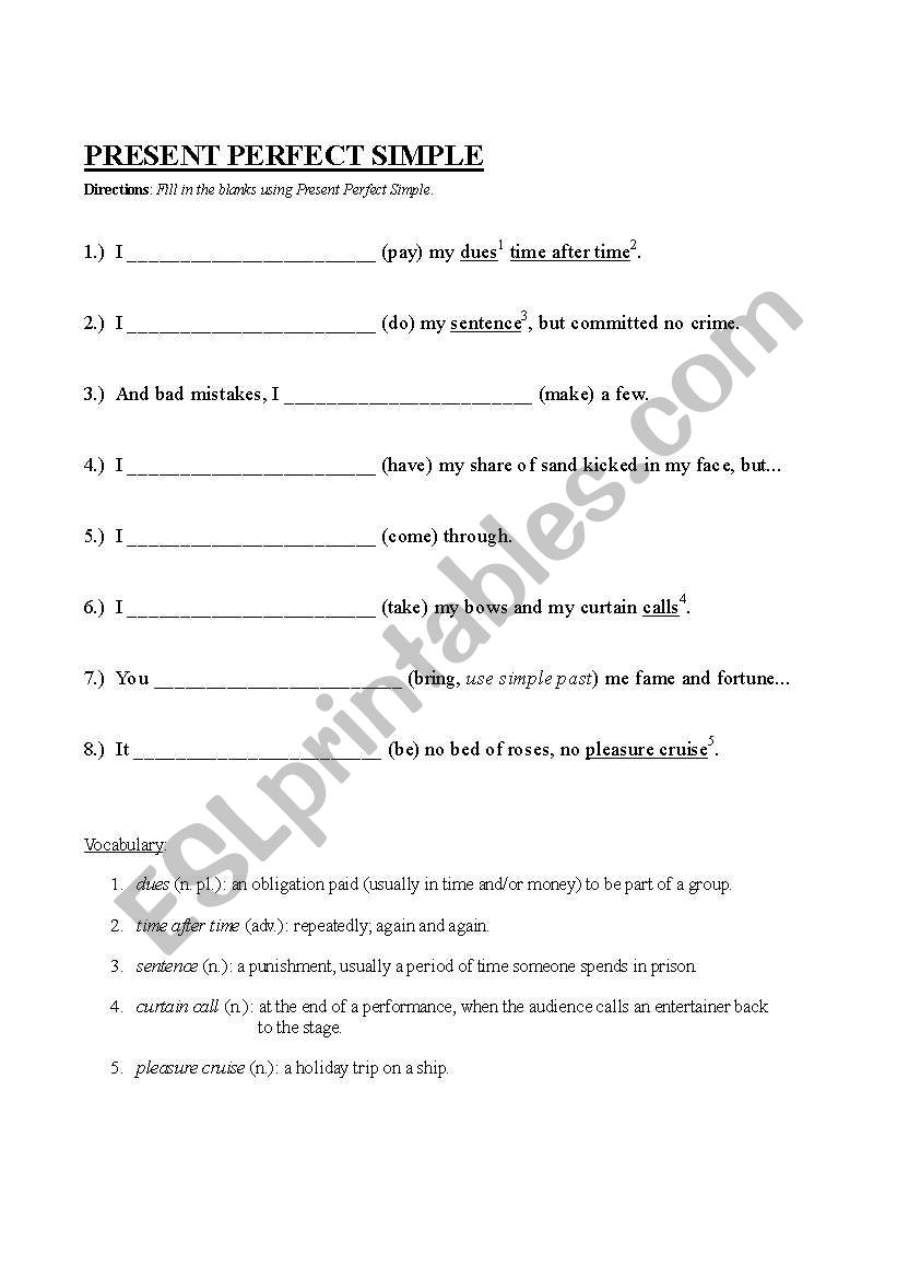 Freddie MercuryÂ´s Present Perfect Exercise