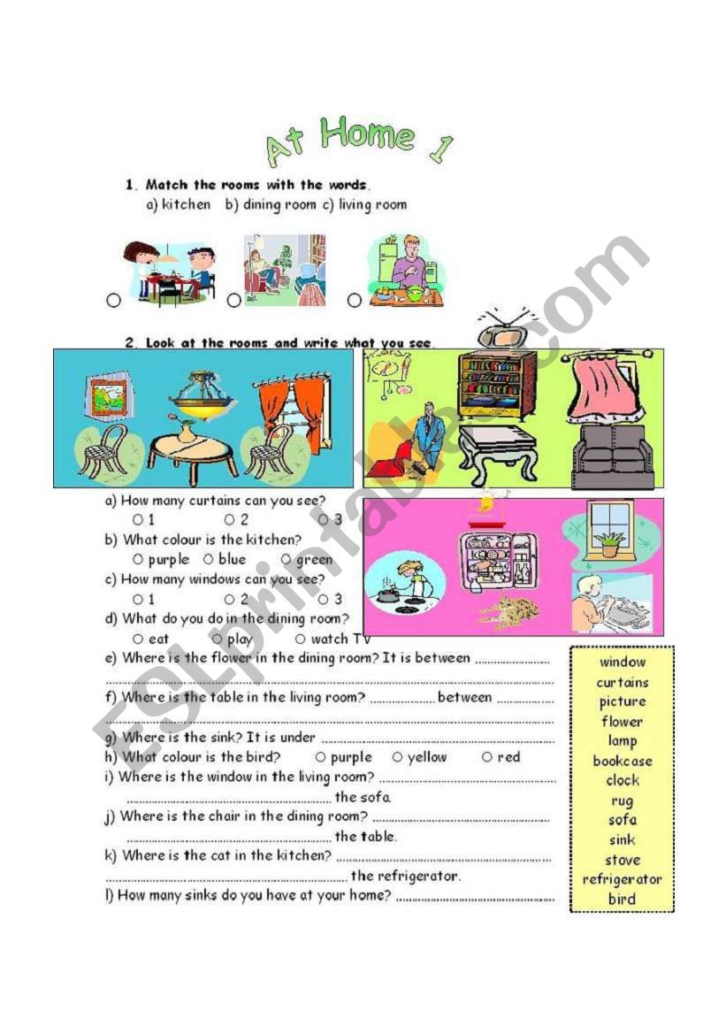 Where Are My Things at Home? worksheet