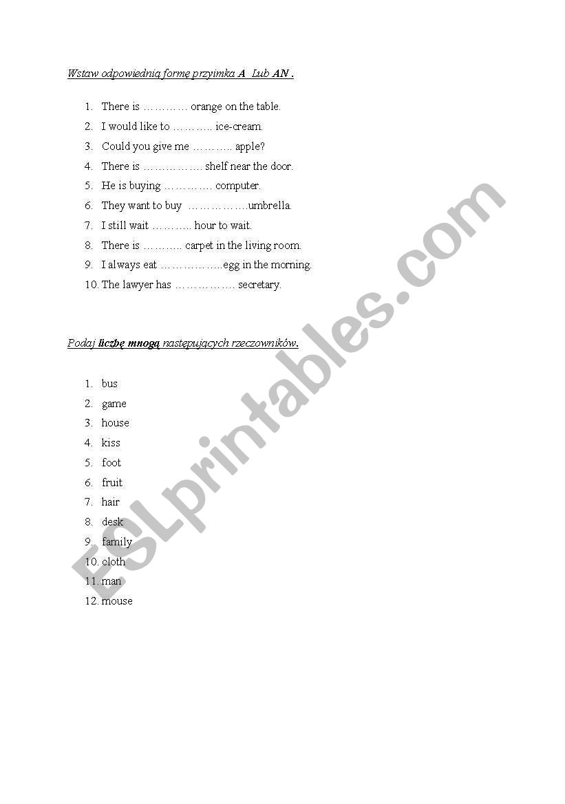 Grammar test worksheet