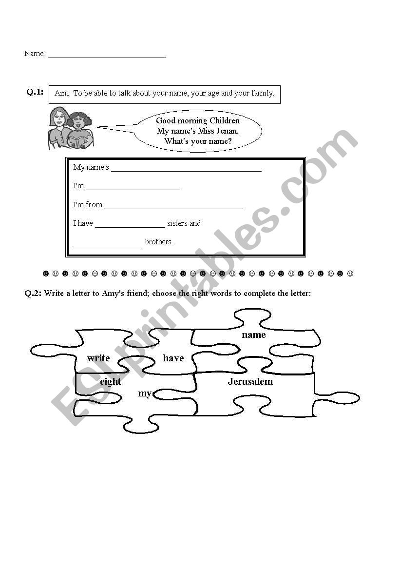 writing developing worksheet