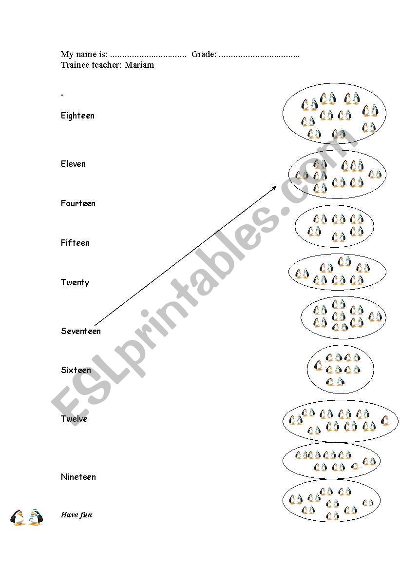 matching worksheet