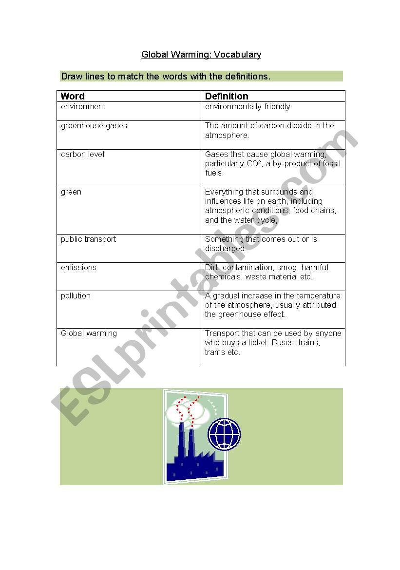 Global Warming: Vocabulary worksheet