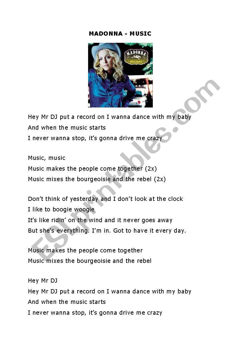 Worksheet MadonnaÂ´s song 
