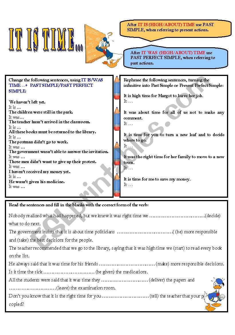 IT IS TIME WE LEFT. worksheet