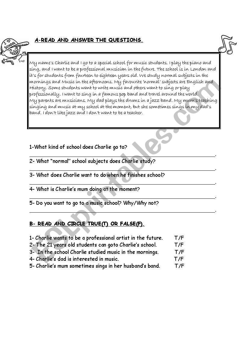 reading-present simple worksheet