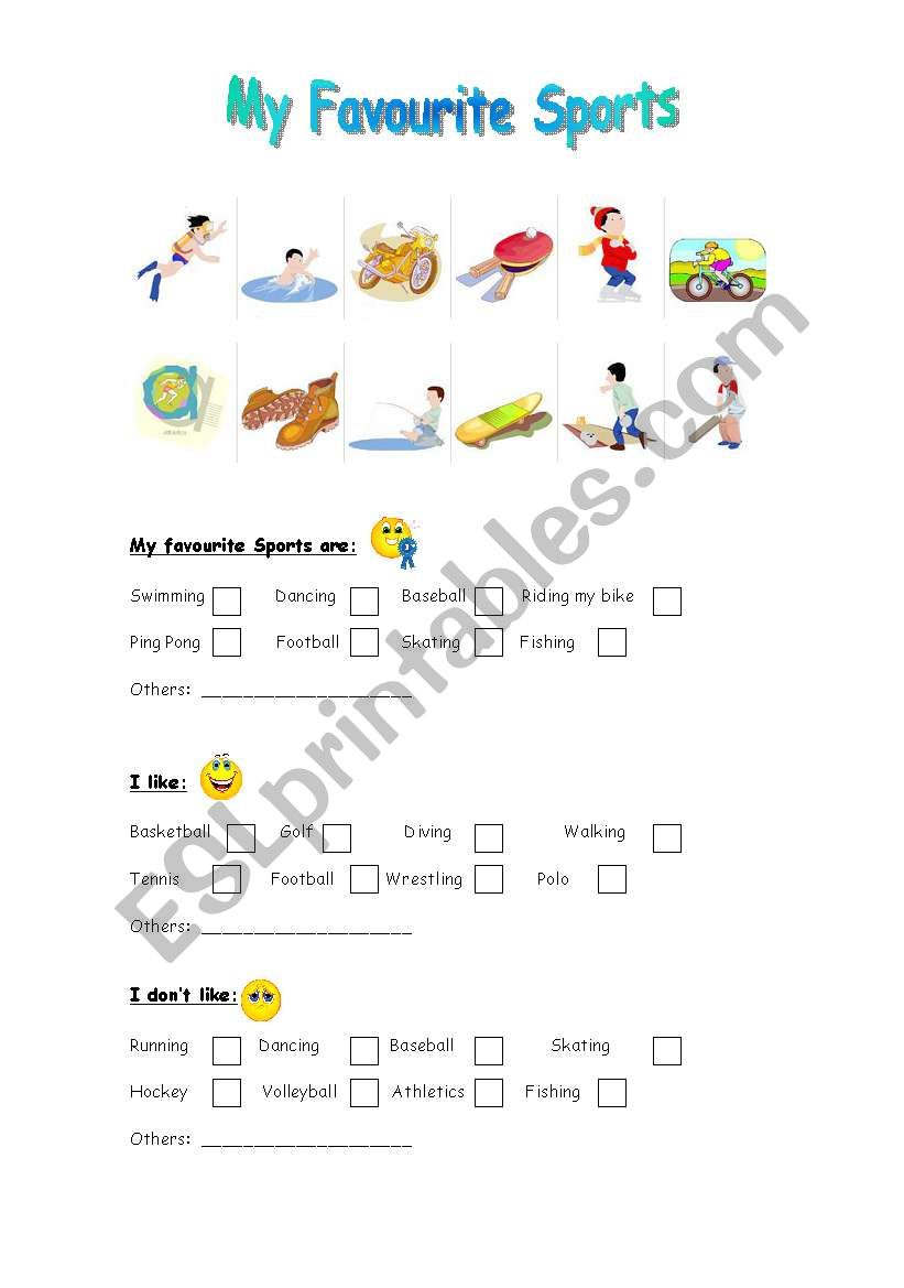My Favourite Sports worksheet