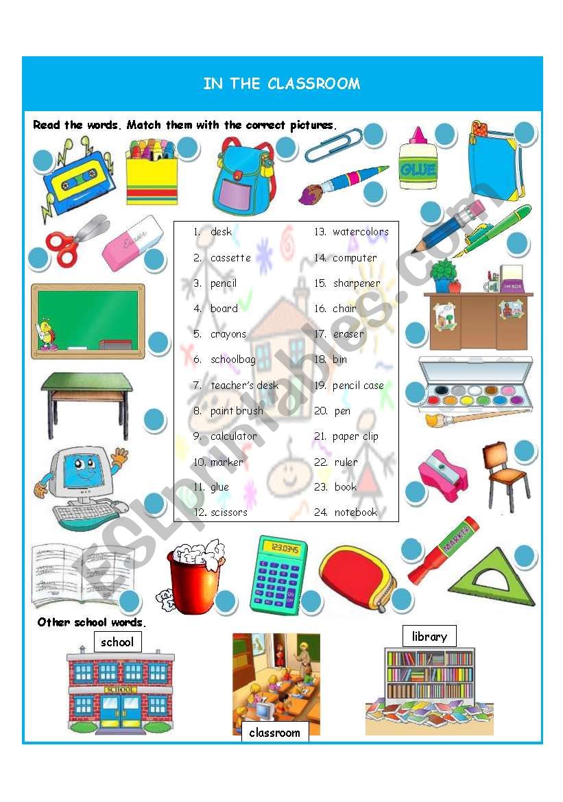 In the classroom worksheet