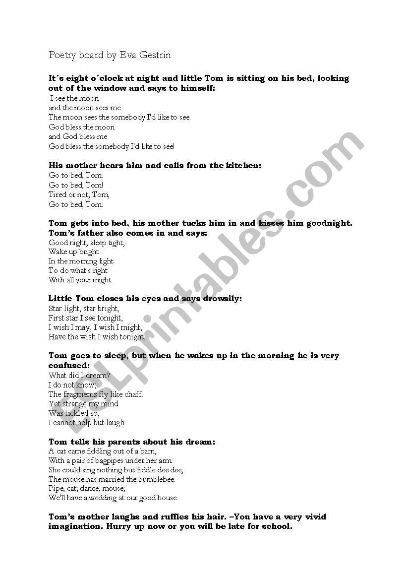 Poetry board/nursery rhymes worksheet