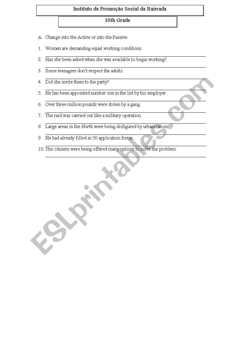 active-passive worksheet