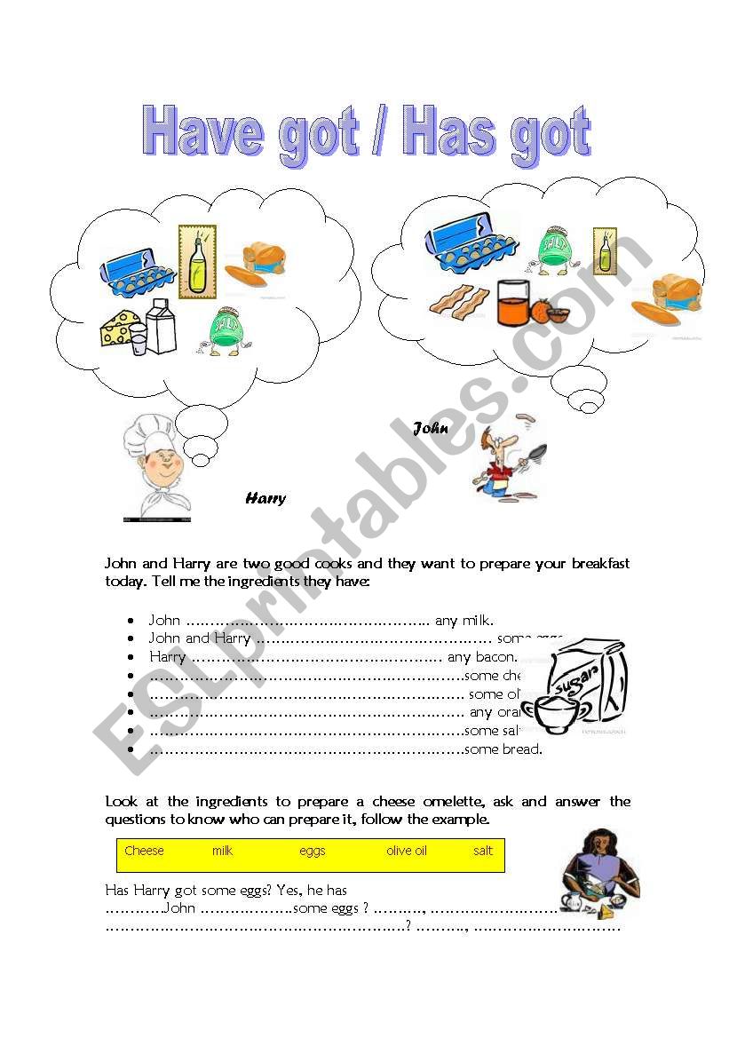 Have got and Has got worksheet