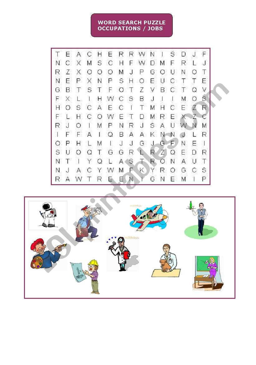 WORD SEARCH JOBS - OCCUPATIONS