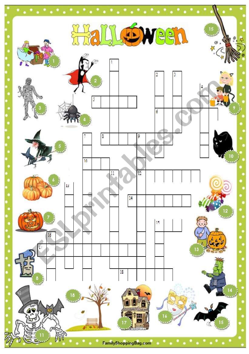 Halloween crossword worksheet