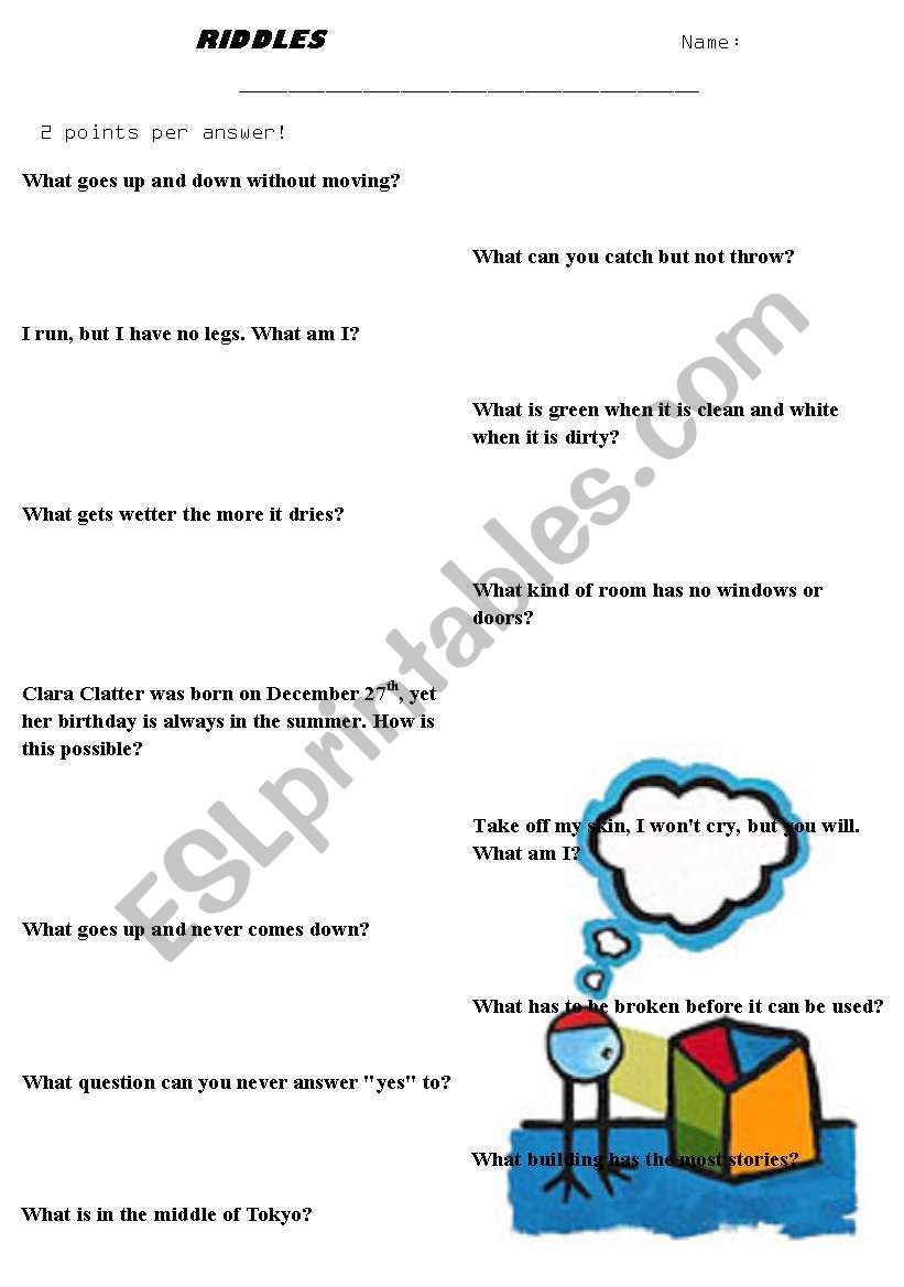 Riddles worksheet