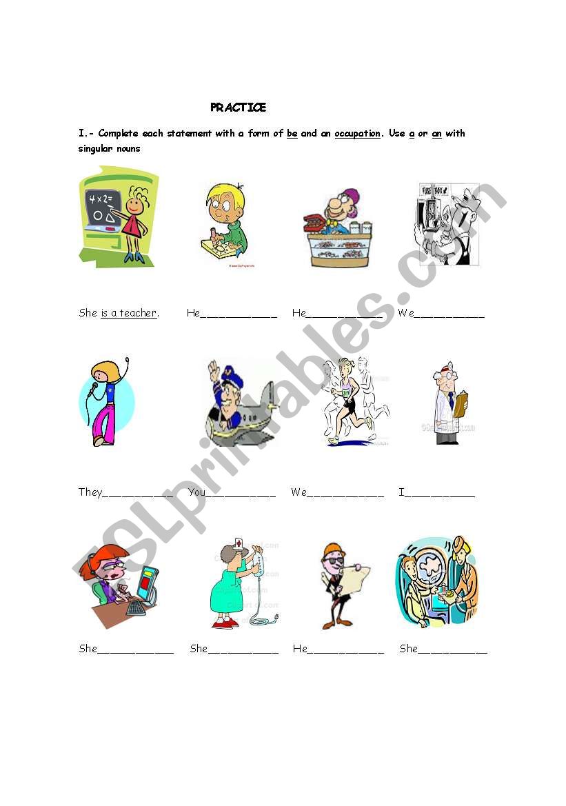 Occupations I worksheet