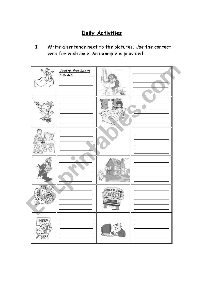 Daily Activities worksheet