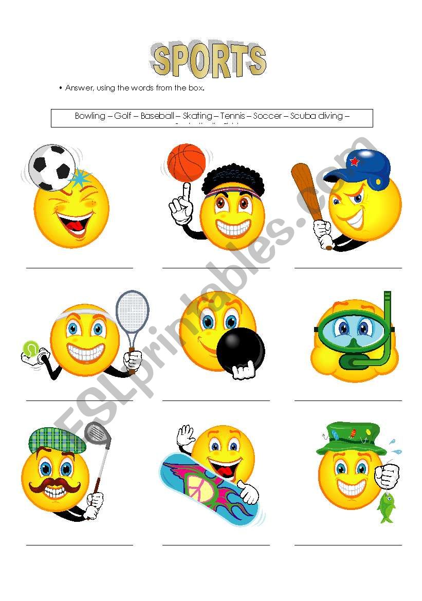 Sportive Faces worksheet