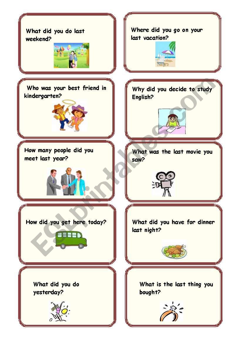 Past Simple Conversation Cards