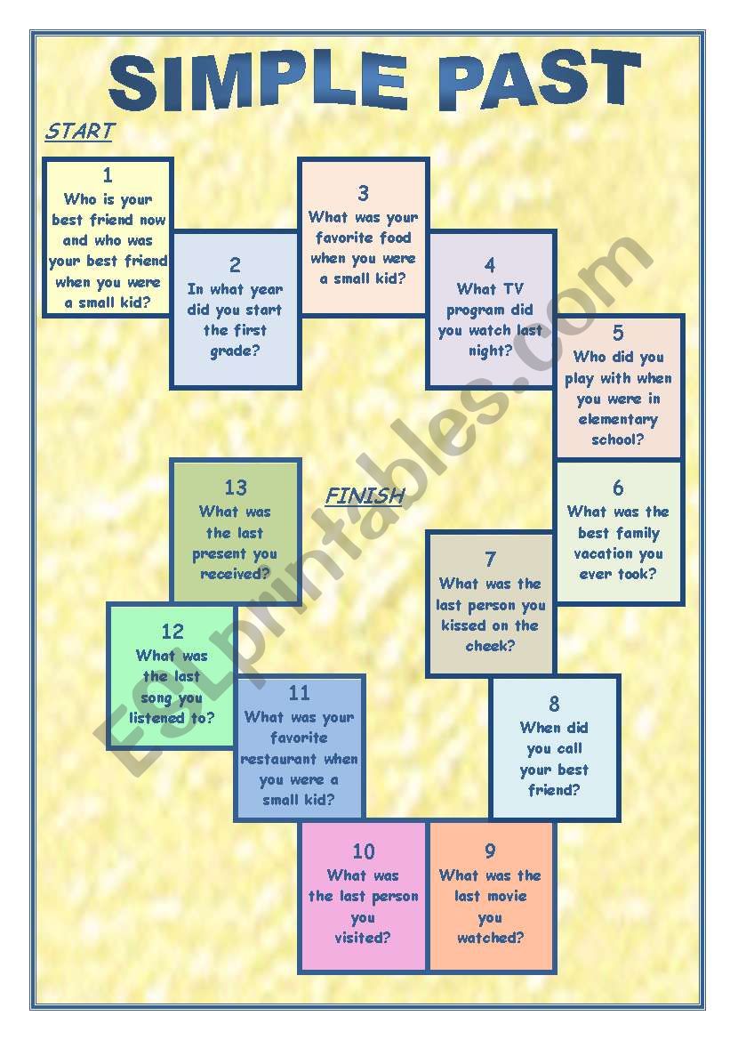 Simple Past Game worksheet