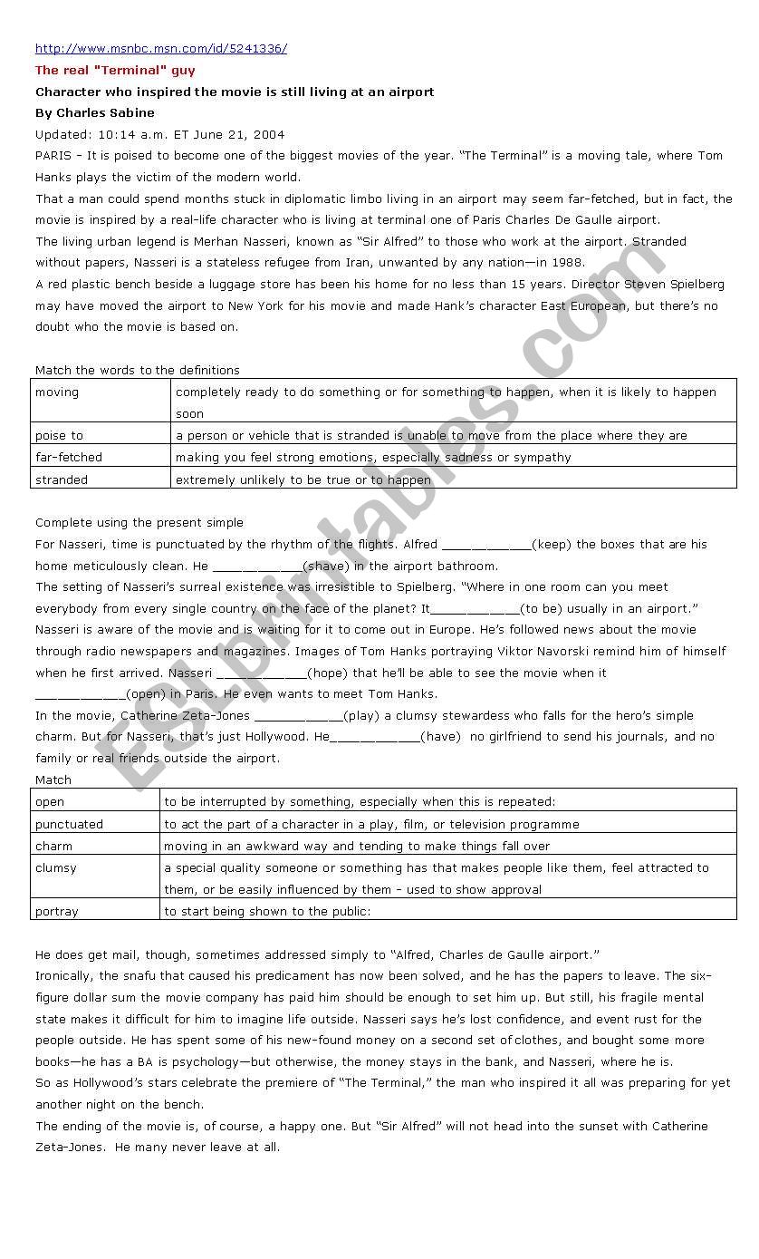 The terminal- Follow up worksheet