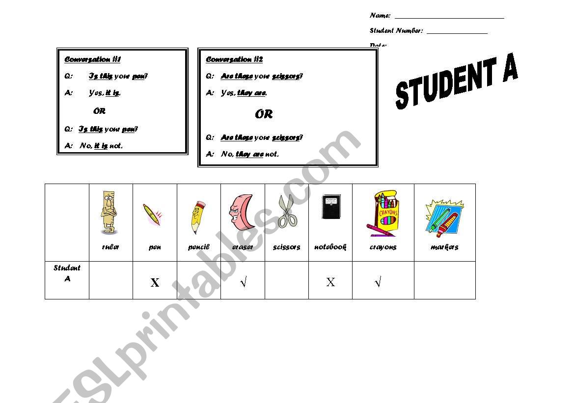 Yours/Mine worksheet