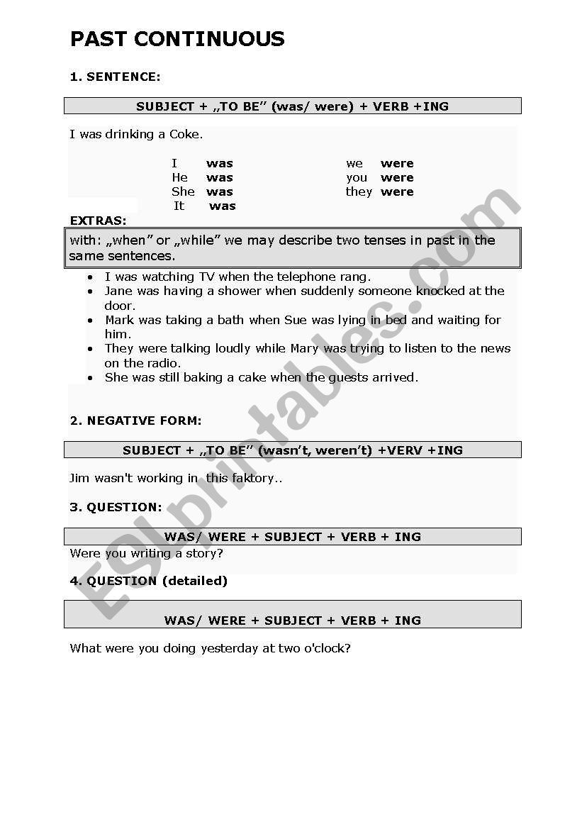 Past Continuous worksheet