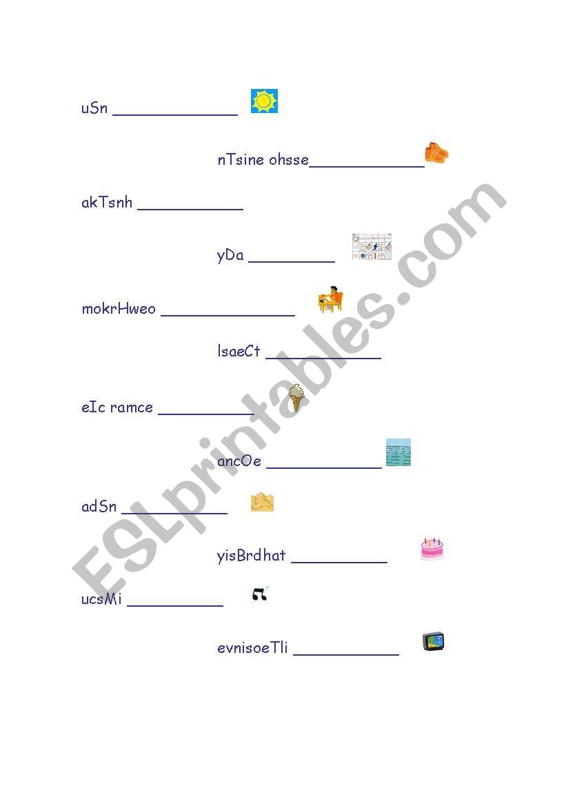 order the letters worksheet