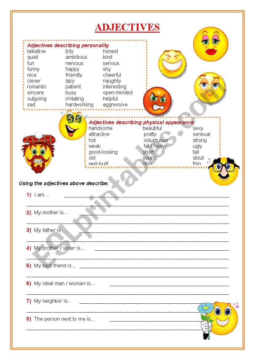 Adjectives worksheet