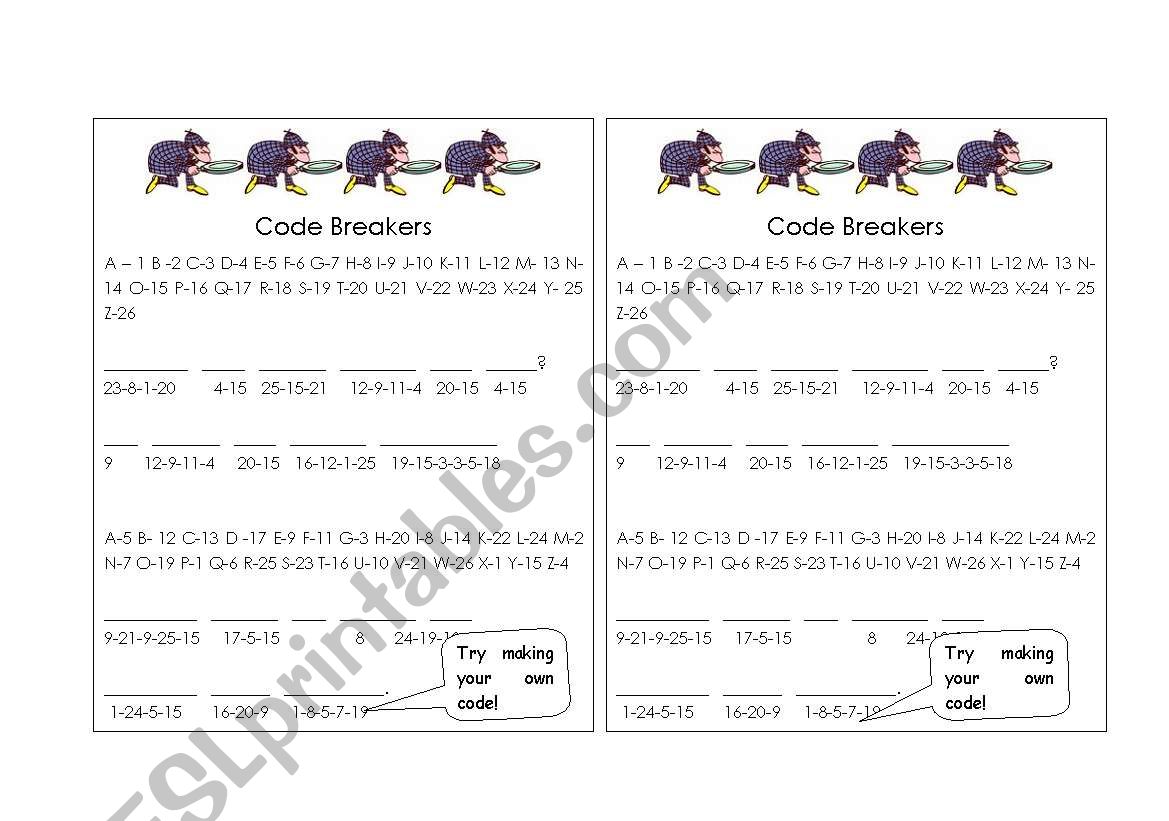 Codebreaker worksheet