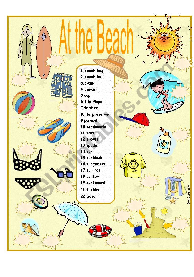 At the Beach worksheet