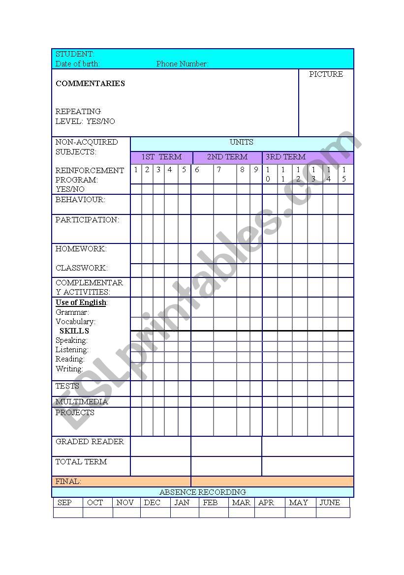 Observation sheet worksheet