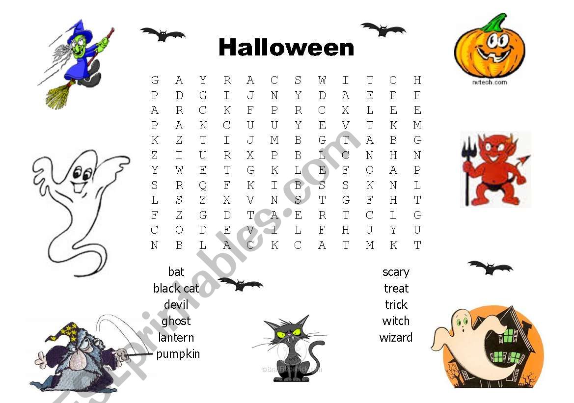 Halloween wordsearch worksheet