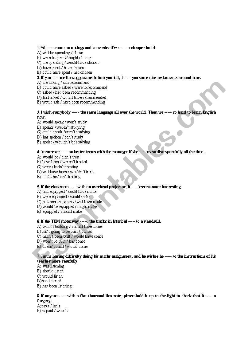 CONDITIONAL AND WISH CLAUSES 2_MCQs