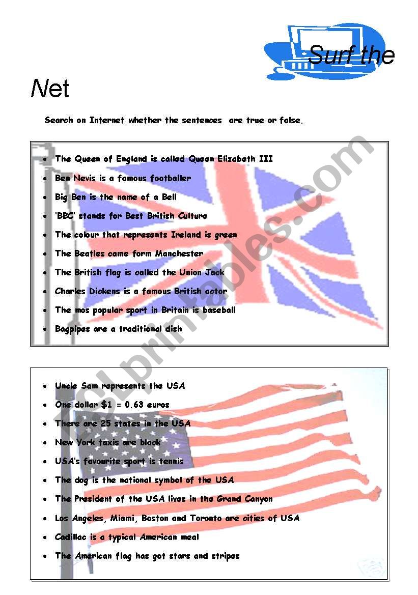 surf the net worksheet