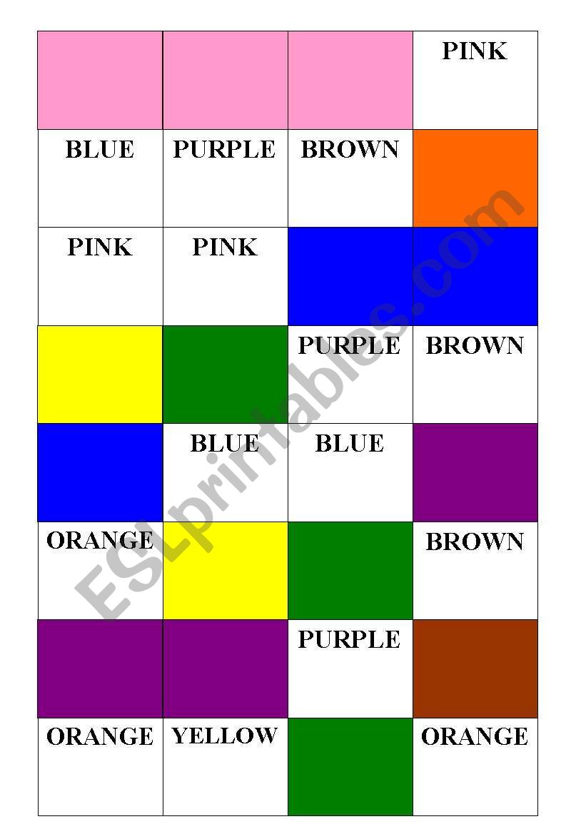 Colours dominoes (28 pieces) worksheet
