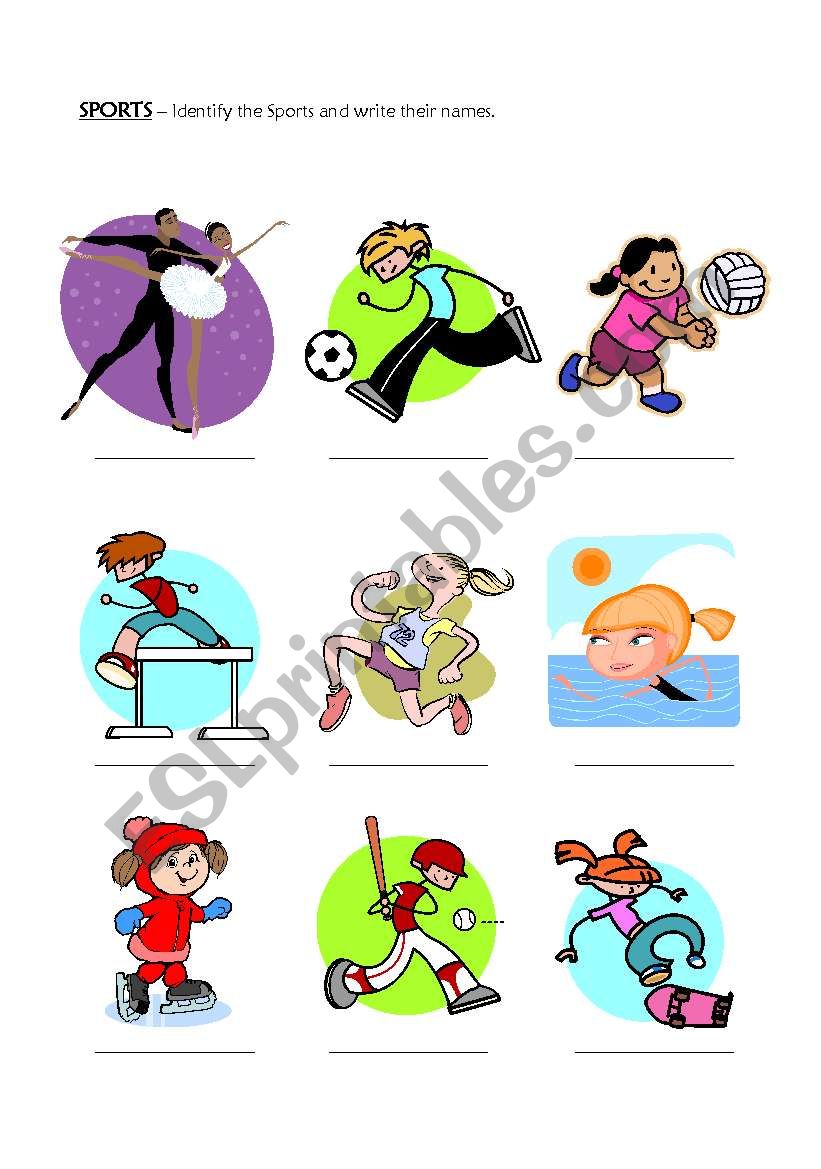 Sports - identify them Part1 worksheet