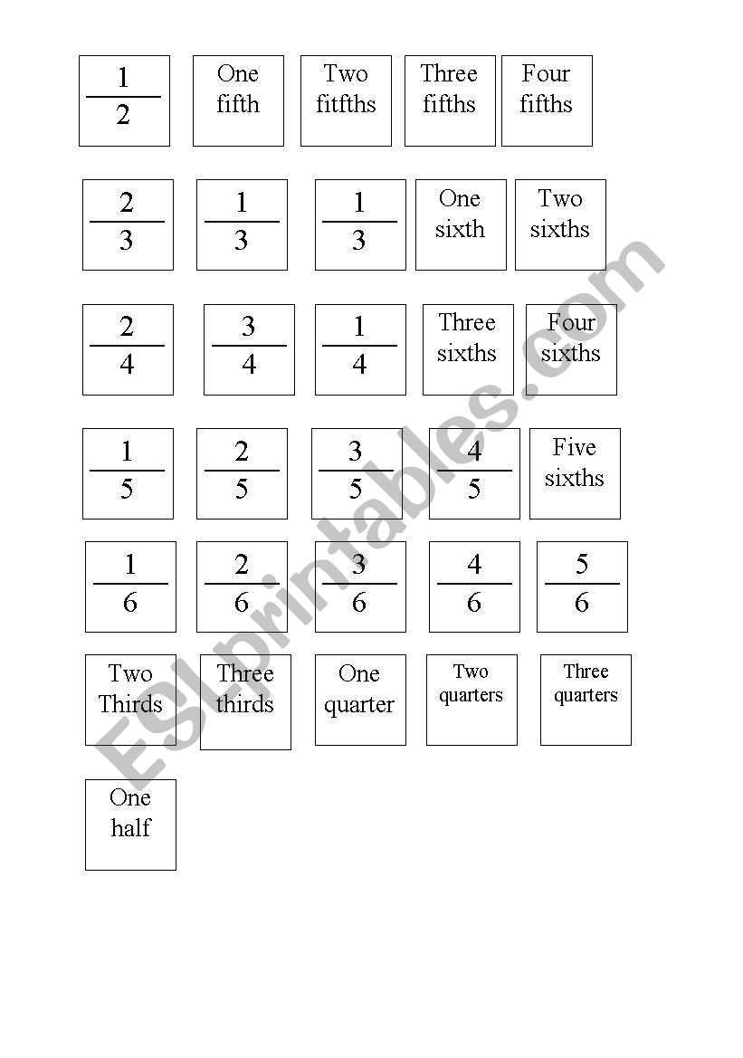 Domino on fractions (ready to print)
