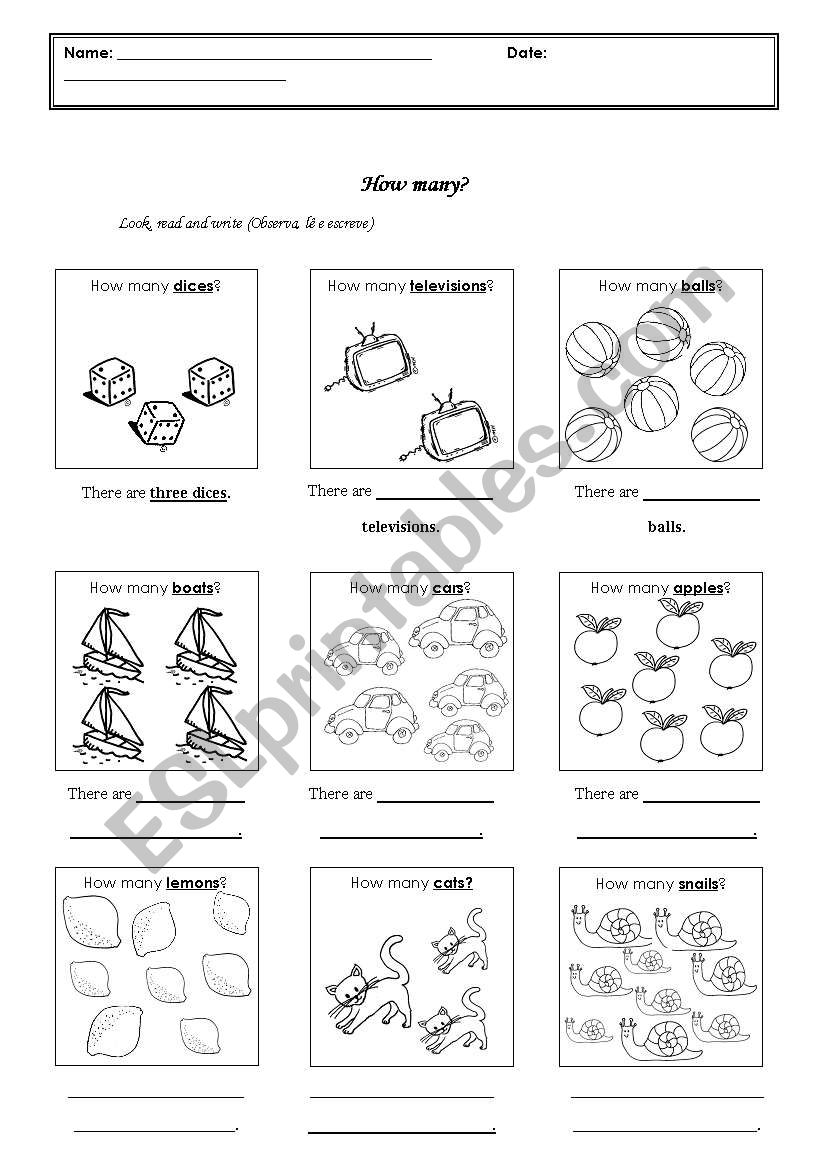 how many?? worksheet