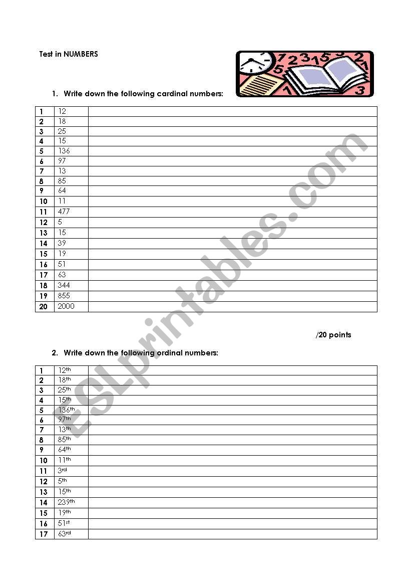 Numbers worksheet